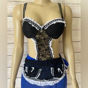 BodyRage Intimate Womens Black/White  Maid Role Play Lingerie Size M